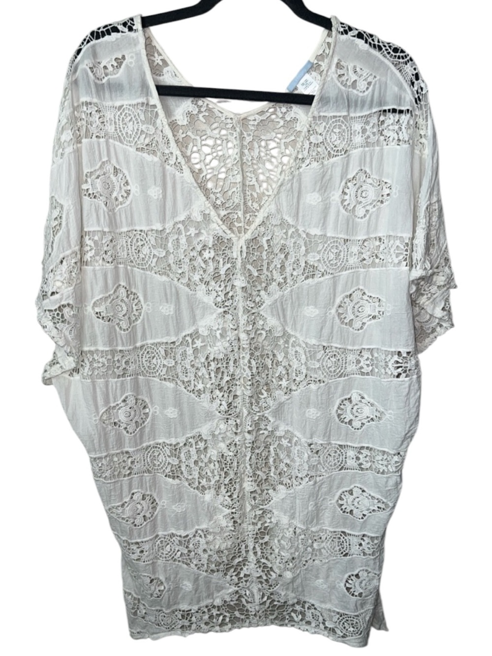 Eberjey White Cotton Crochet Swim Cover-Up Tunic Dress Size S/M
